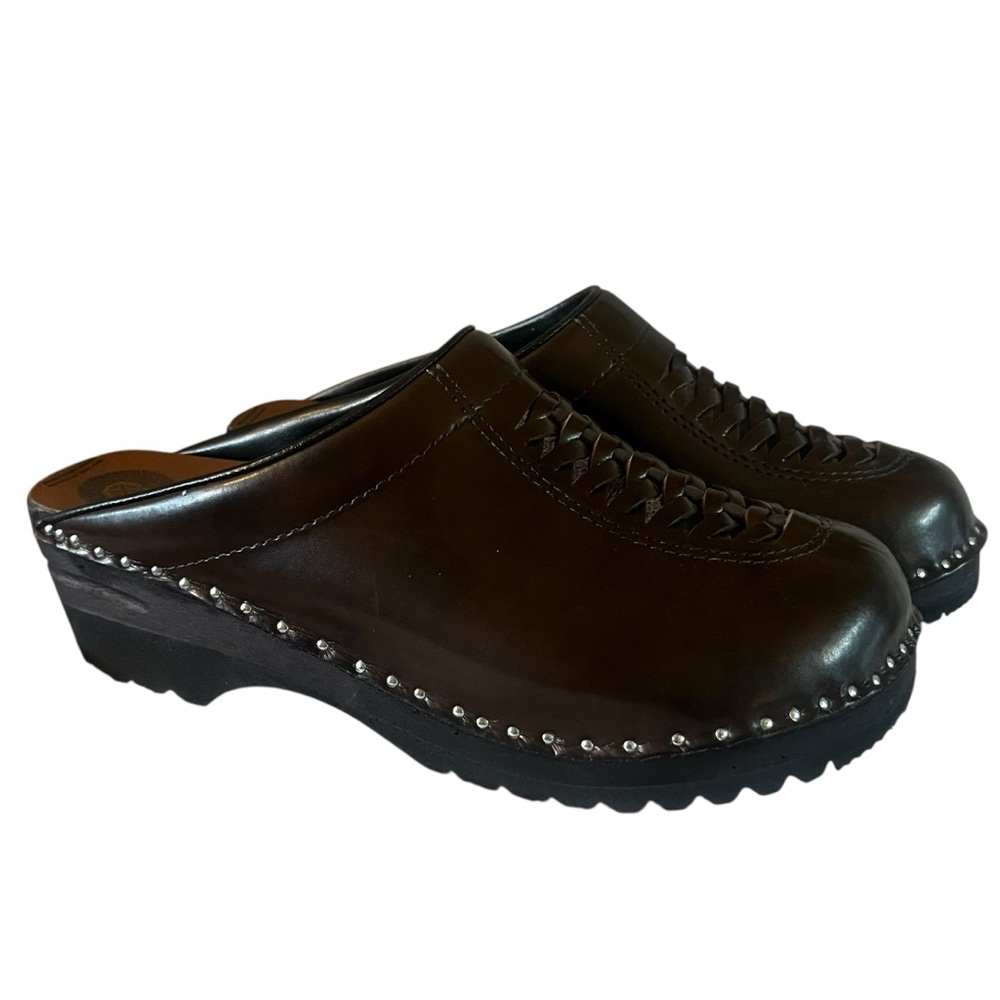 Troentorp Wright brown braided leather clogs - size 39 - Picture 3 of 10